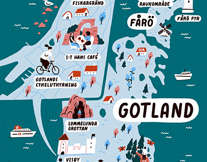 Illustrated map of Gotland