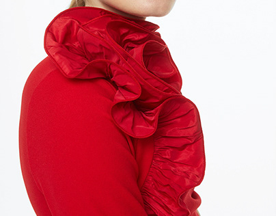 H&M Production // Appliquéd One-shoulder Top // RED