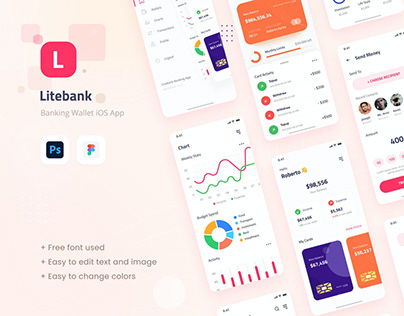 Litebank - Banking Wallet iOS App Design UI