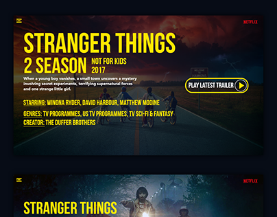 Web design of "Stanger Things" TV series site.