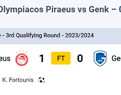 Chi tiết trận đấu Olympiacos Piraeus vs Genk 11-08-2023