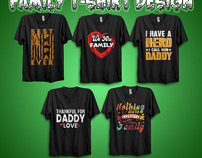 family t shirt design with mockup