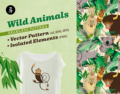 Wild Animals Seamless Pattern