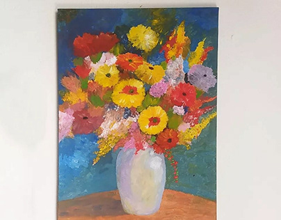 Flowers in a Blue Room