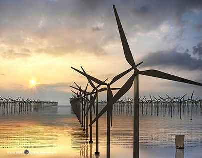 Wind farms on the North Sea