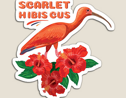 Scarlet Ibis Hibiscus sticker