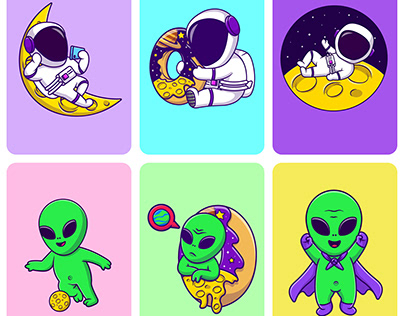 Cute Astronaut And Alien
