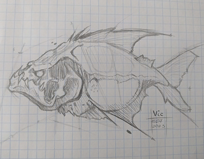 Piranha abstract sketch - day 35 of posting everyday