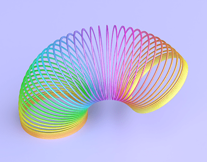 Rainbow Colored Slinky Toy (animation)