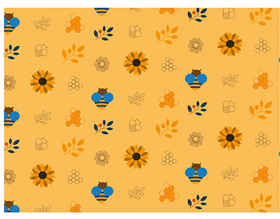 Seamless Bees And Flowers Vector Pattern Background