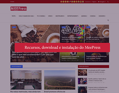 Recursos, download e instalação do MeePress
