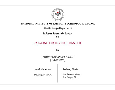 Internship Report- Raymond Luxury Cottons Ltd