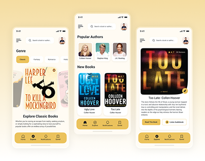 Online Reading & Audiobook App UI Design | Free UI Kit