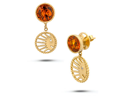 Sun & Moon Earrings (Gold & Citrine Gems)
