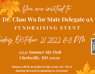 2022 Dr. Chao Wu For State Delegate 9A Fundraising