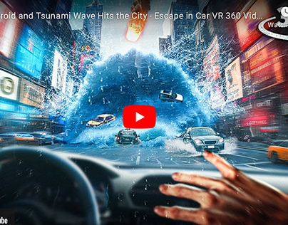 360° Asteroid and Tsunami Wave Hits the City