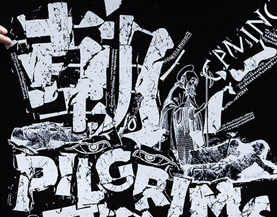 typographic collage: Martyrs, Pilgrims and Sadhus