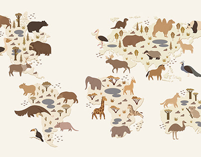 World Animal Map | Children's map illustrations