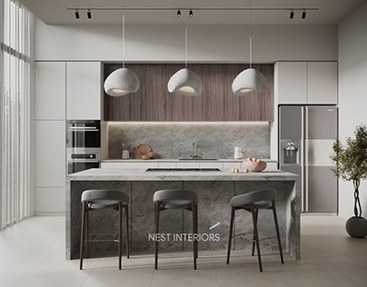 Luxury kitchen design for residential villa.