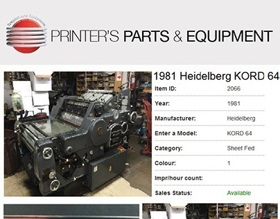 1981 Heidelberg KORD 64 by Printers Parts & Equipment