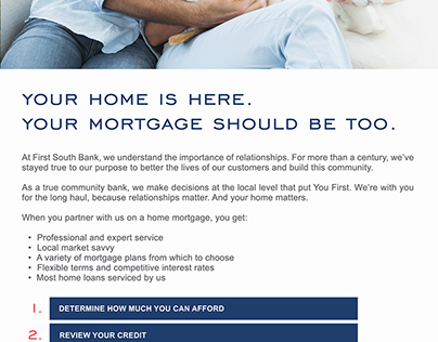 First South Bank: Mortgage Email Layout