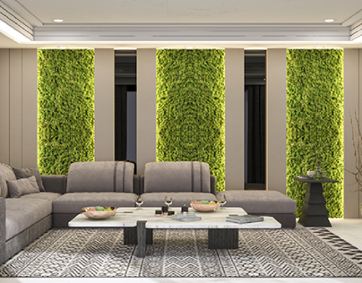 Terrace lobby with green wall
