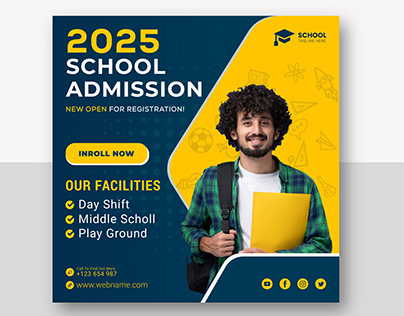 School admission social media post or banner design