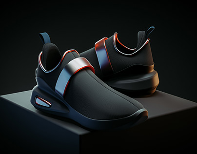 3d concept of sports running shoes made in blender 3.4