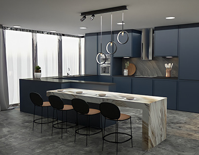 Navy blue kitchen