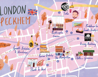 London Peckham map illustration