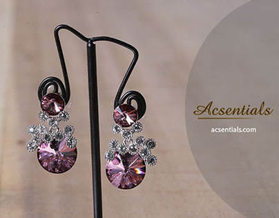 Royal Pink Sparkle Swarovski Crystal Drop Earrings