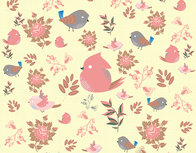 Beautiful birds and flowers fabric design
