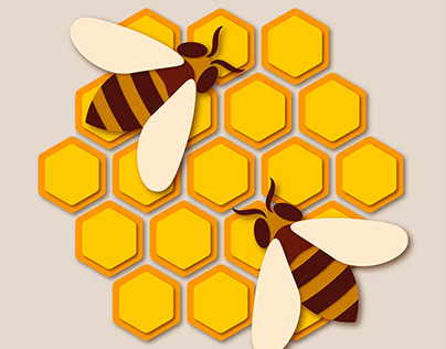 Paper Cutout Illustration - Honeycomb