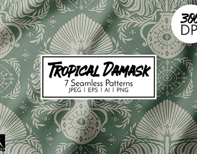 Tropical Damask Seamless Patterns Collection