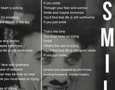 Lyrics portrait poster. Smile by Charles Chaplin.
