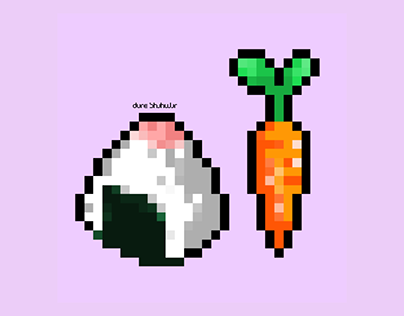 pixel onigiri and carrot
