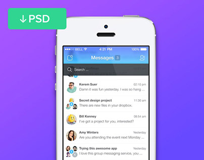 Free Message App UI PSD