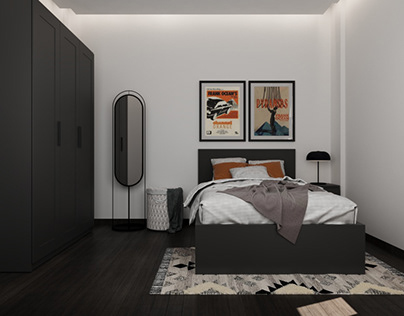 Black-Orange Teens Bedroom