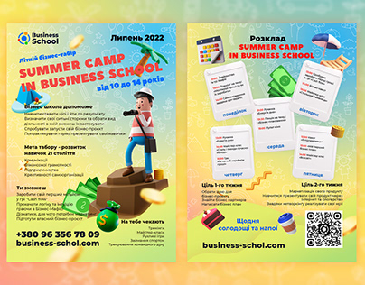 Flyer design for business school, summer camp