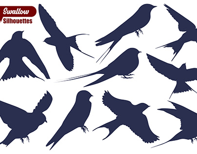 Bird Swallow Silhouettes Vector illustration