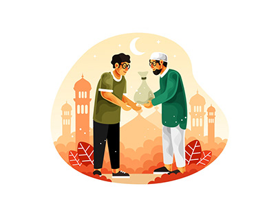 Muslims give alms or zakat in the month of Ramadan
