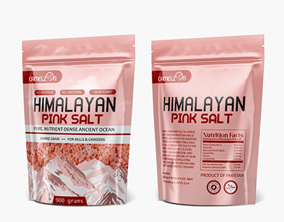Himalaya pink salt pouch design food packaging design