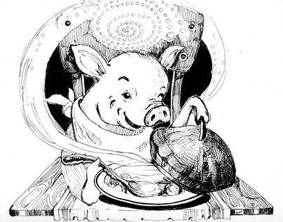 "Three little pigs", illustration