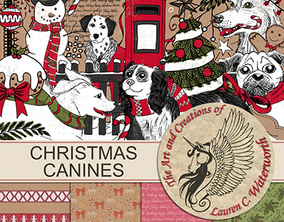 Christmas Canines Digital Scrapbooking Kit