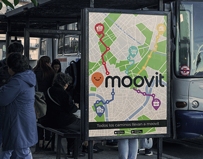 Diseño de póster app Moovit - proyecto académico