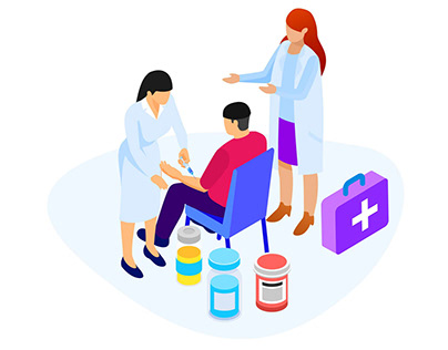 Doctor and Patient Isometric Illustration