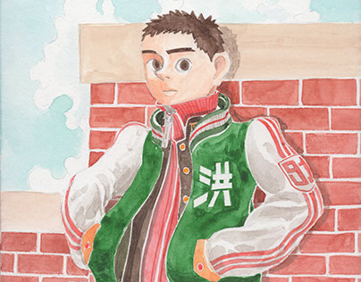 baseball boy (Leaning against the wall)