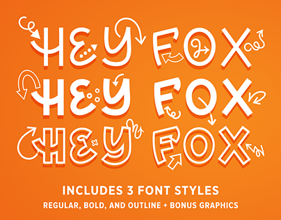 HEY FOX Font Trio + BONUS Graphics