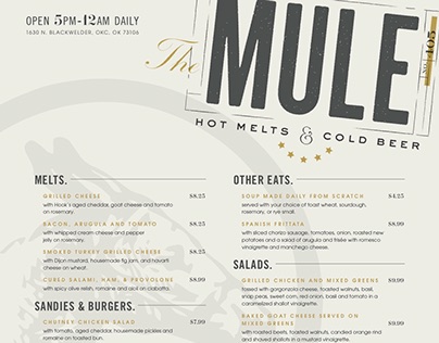 THE MULE: restaurant menu