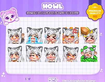 Specials Chibi Silver haired woman Emotes by Nemuneko 💜